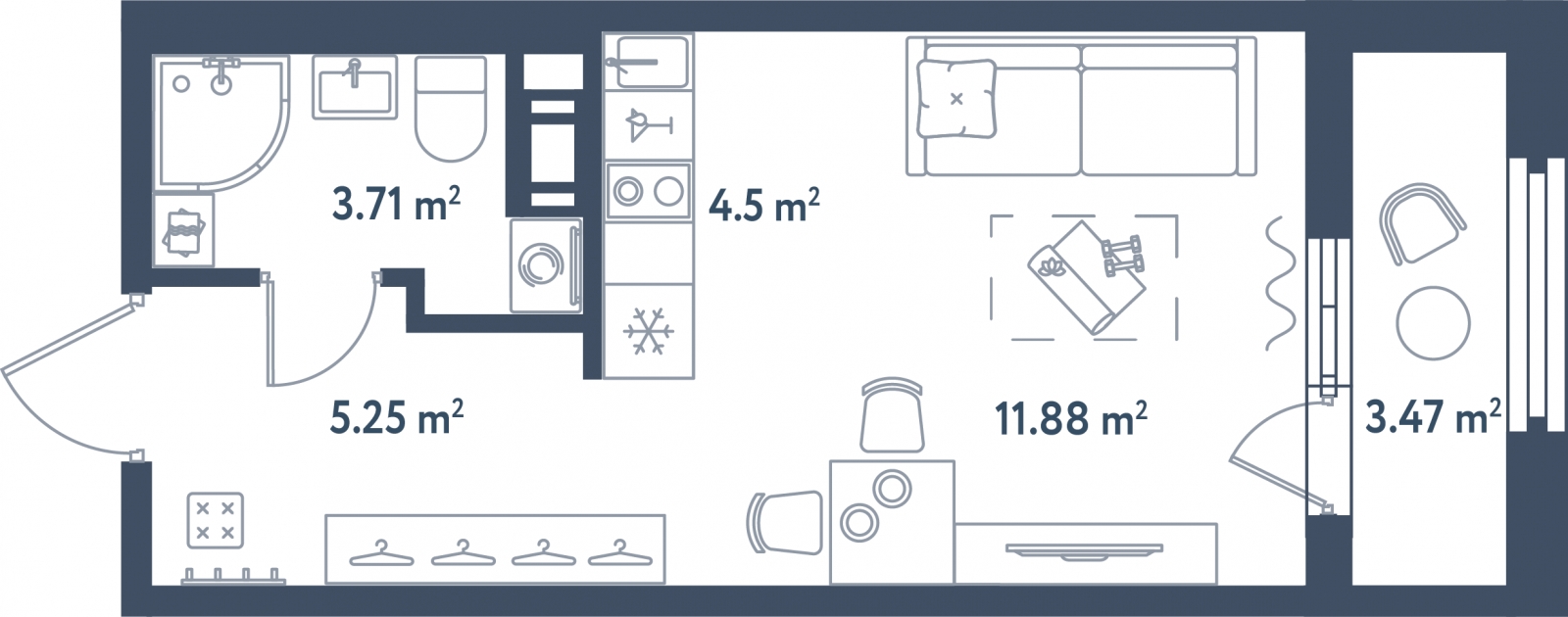 2-комнатная квартира с отделкой в Квартал Авиатор на 8 этаже в 3 секции. Сдача в 3 кв. 2024 г.