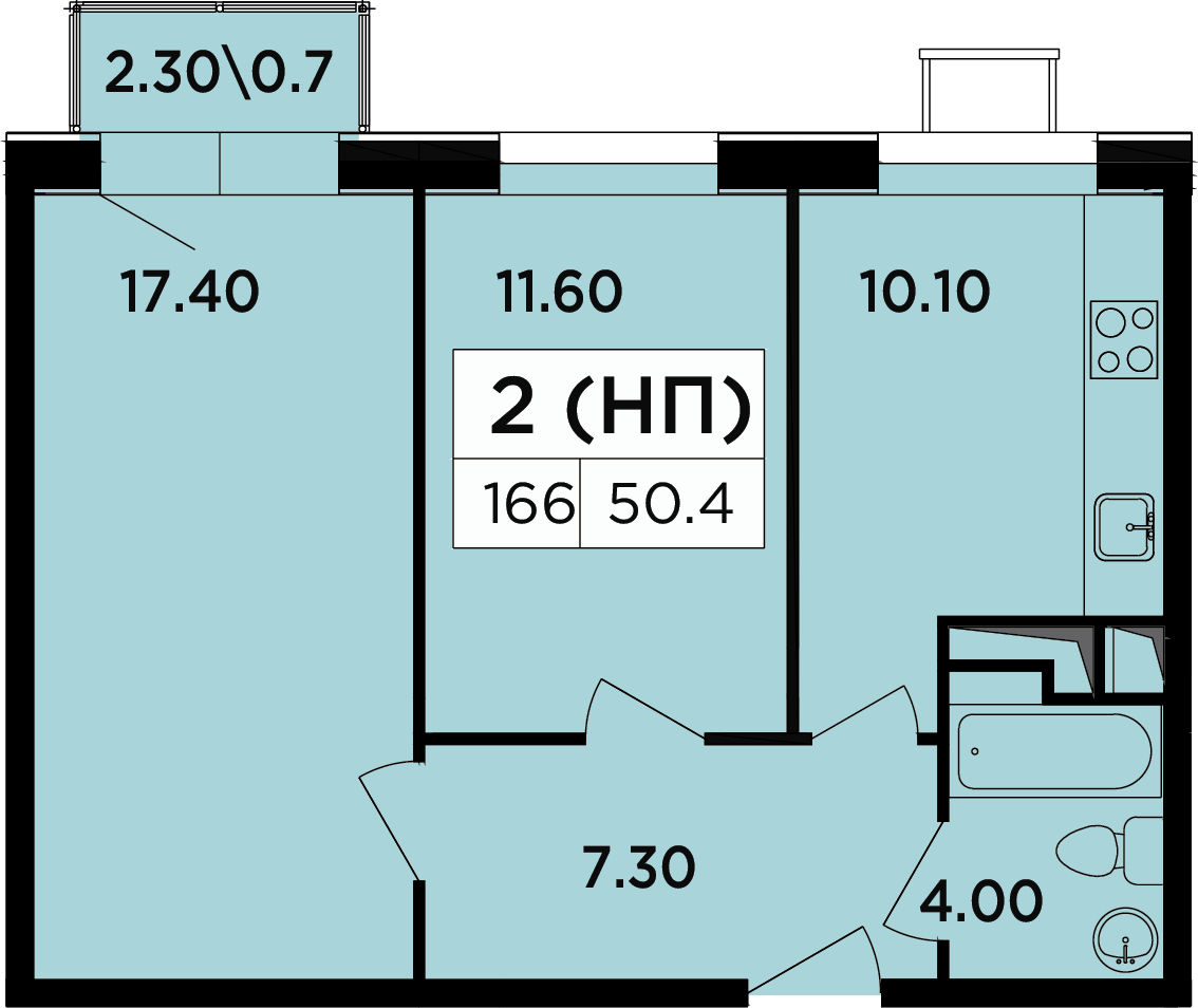 2-комнатная квартира в мкр. Новое Медведково на 13 этаже в 3 секции. Сдача в 4 кв. 2023 г.