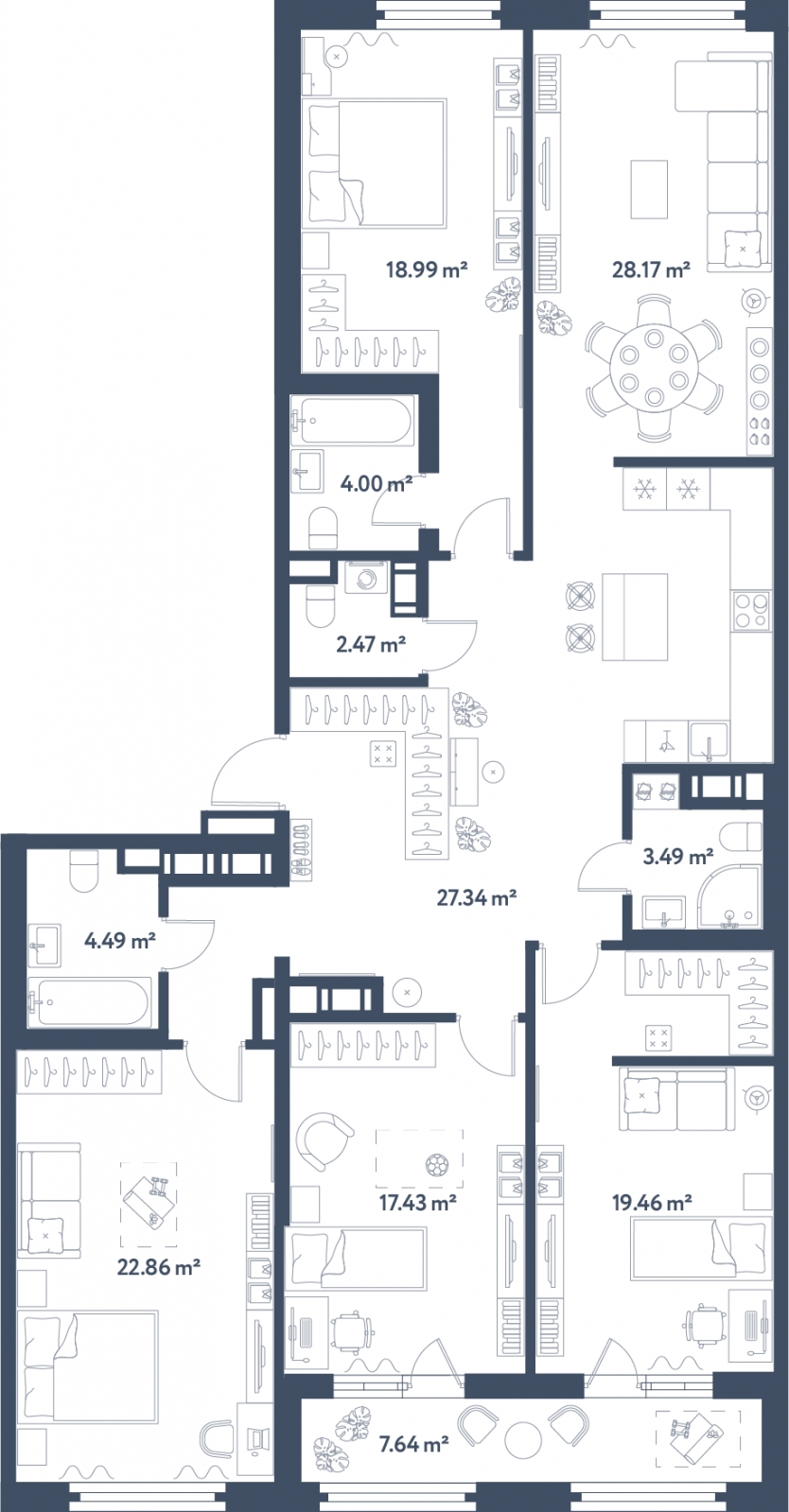 2-комнатная квартира с отделкой в Микрорайон Европейский Берег на 7 этаже в 5 секции. Сдача в 3 кв. 2025 г.