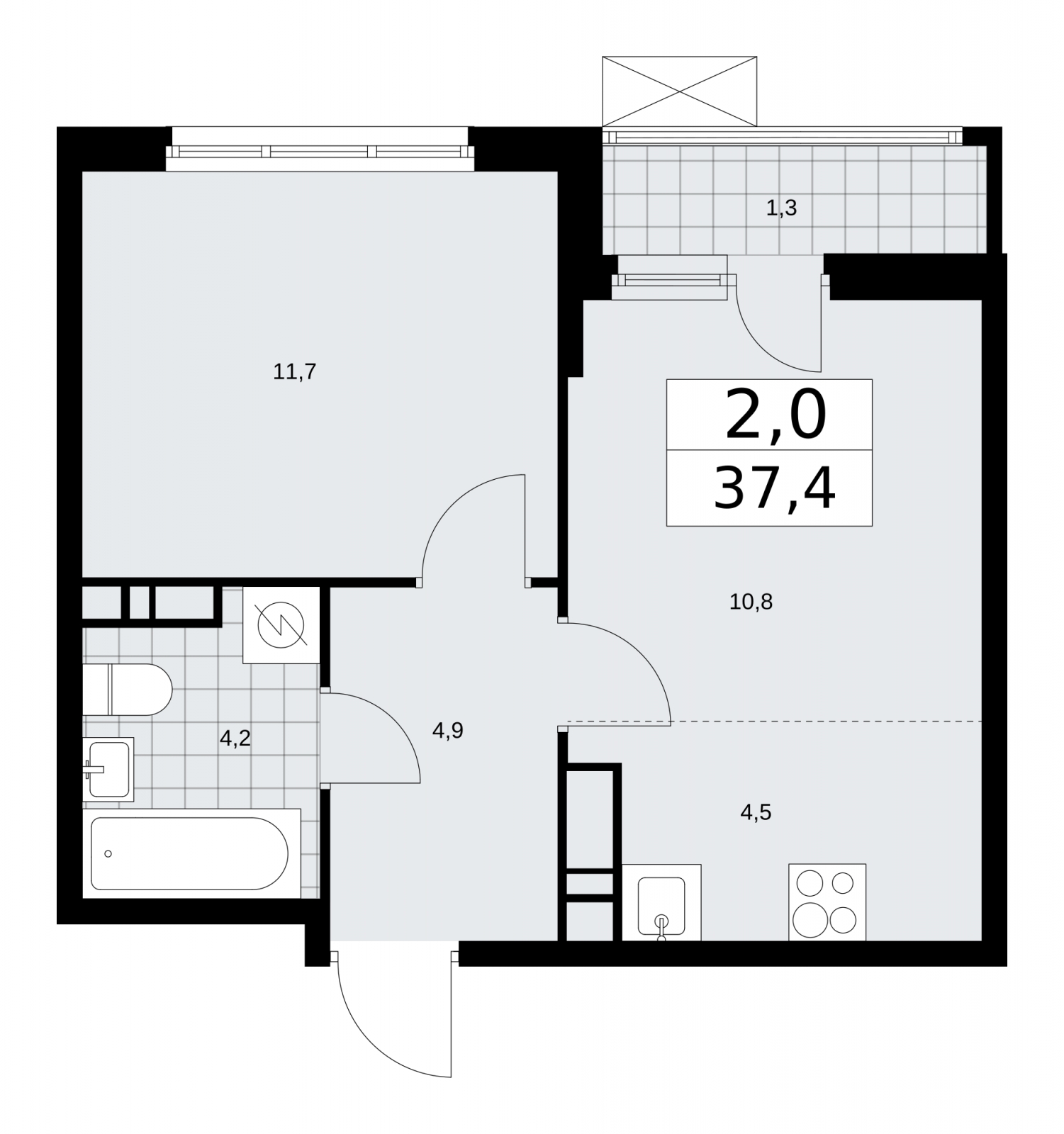 1-комнатная квартира (Студия) с отделкой в ЖК Скандинавия на 7 этаже в 4 секции. Сдача в 4 кв. 2025 г.