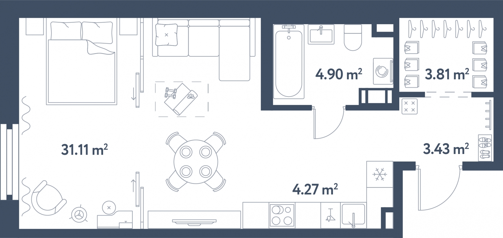 1-комнатная квартира с отделкой в ЖК Пшеница на 5 этаже в 3 секции. Сдача в 1 кв. 2025 г.