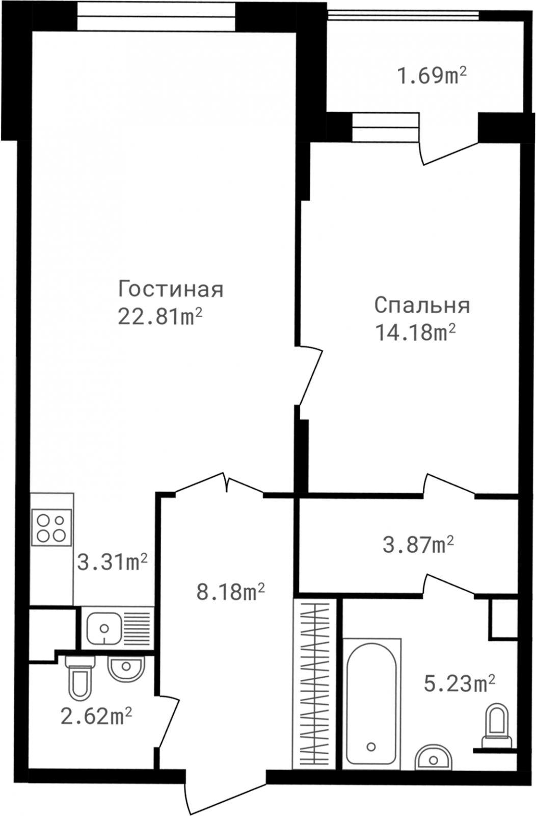 3-комнатная квартира с отделкой в Микрорайон Европейский Берег на 8 этаже в 2 секции. Сдача в 3 кв. 2025 г.