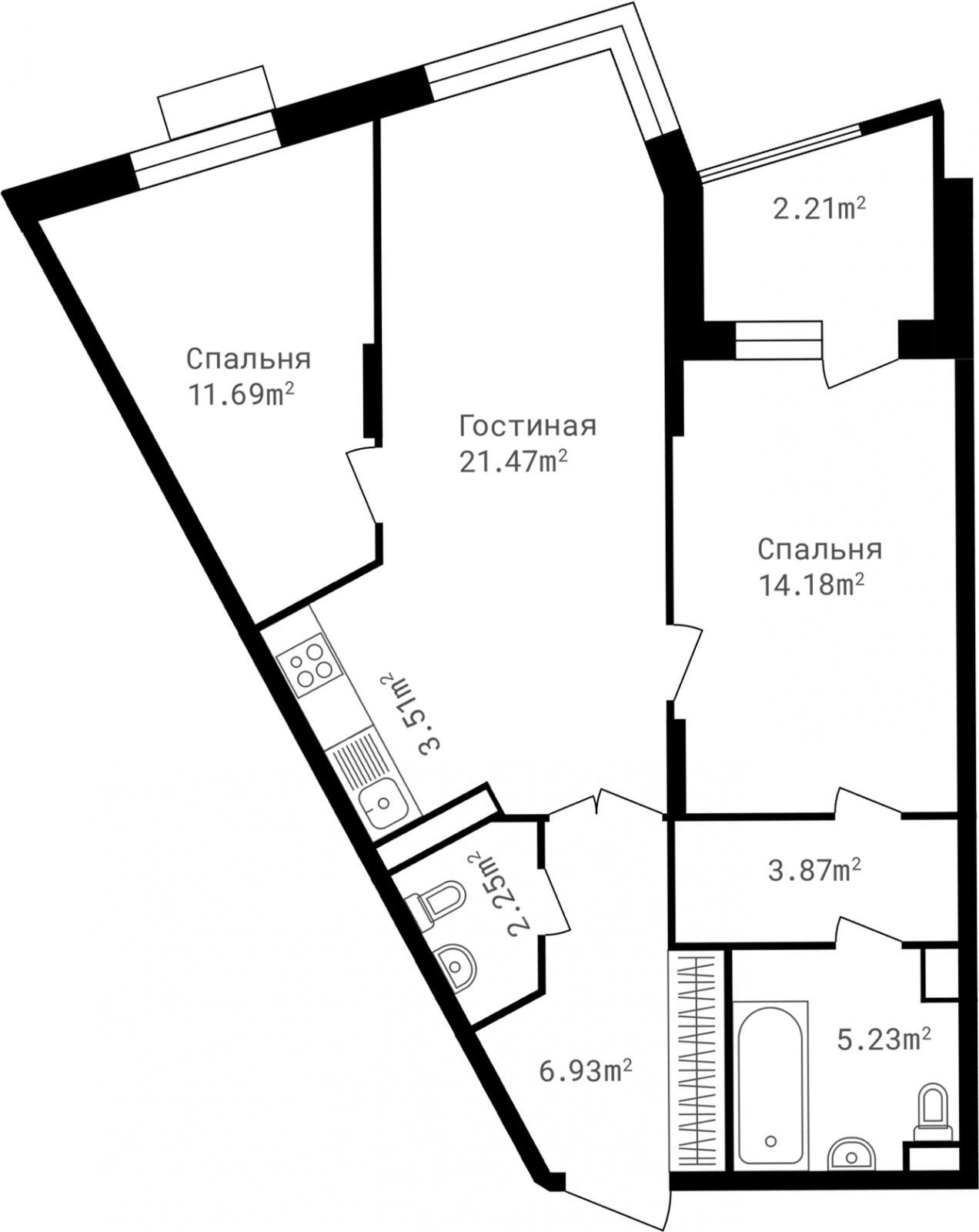 2-комнатная квартира с отделкой в ЖК Пшеница на 8 этаже в 4 секции. Сдача в 1 кв. 2025 г.
