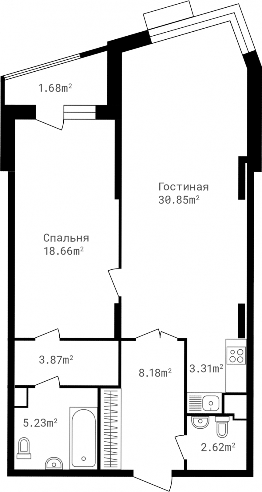 3-комнатная квартира в ЖК Режиссер на 18 этаже в 1 секции. Сдача в 1 кв. 2026 г.