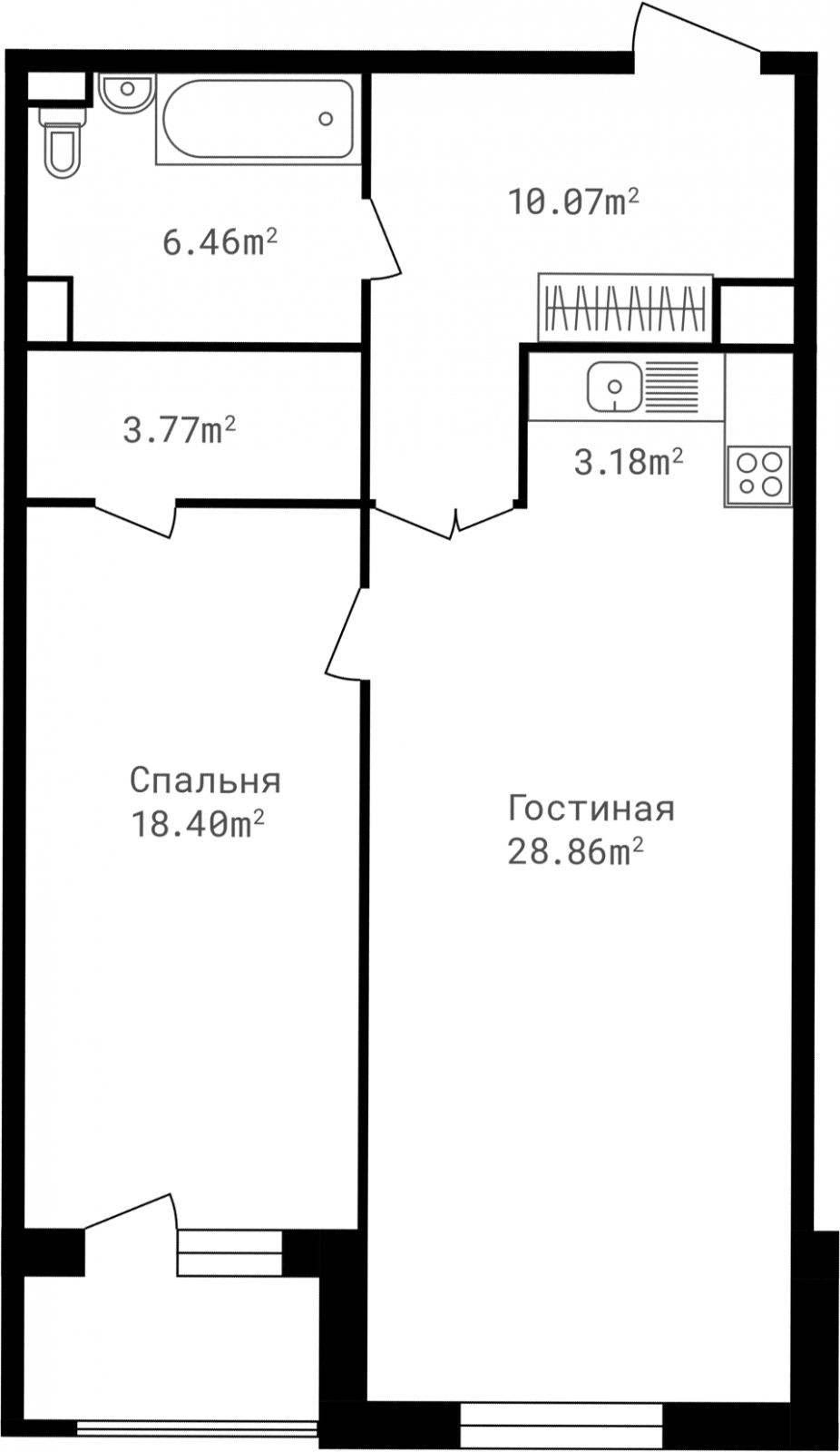 3-комнатная квартира в ЖК Режиссер на 19 этаже в 1 секции. Сдача в 1 кв. 2026 г.