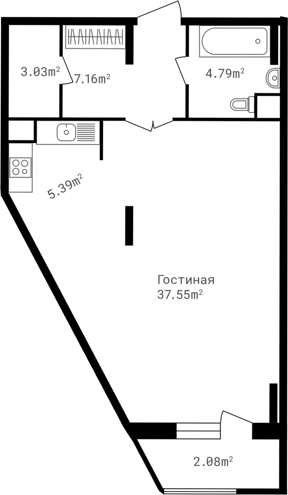 2-комнатная квартира с отделкой в ЖК Пшеница на 1 этаже в 7 секции. Сдача в 1 кв. 2025 г.