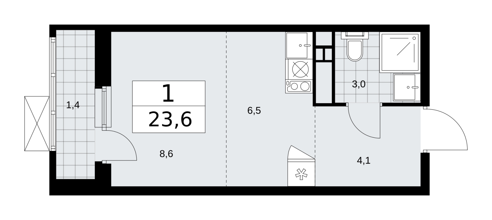 1-комнатная квартира с отделкой в ЖК Скандинавия на 9 этаже в 3 секции. Сдача в 4 кв. 2025 г.