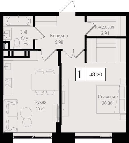 2-комнатная квартира с отделкой в ЖК Пшеница на 2 этаже в 4 секции. Сдача в 1 кв. 2026 г.