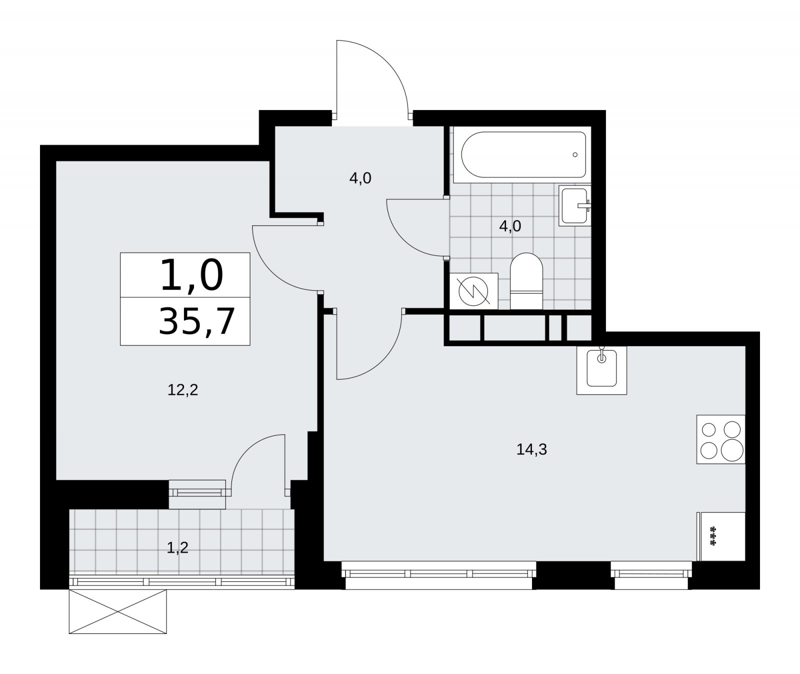 1-комнатная квартира (Студия) в ЖК Скандинавия на 16 этаже в 1 секции. Сдача в 1 кв. 2026 г.