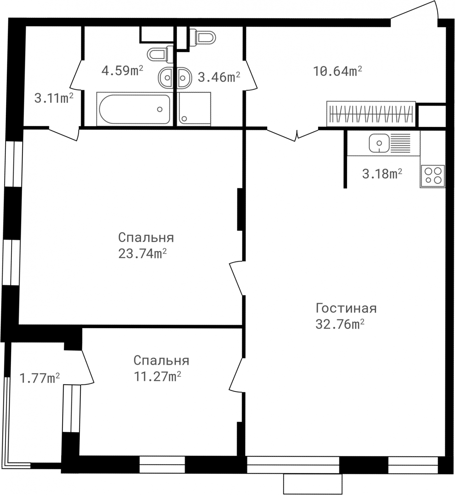 1-комнатная квартира с отделкой в ЖК Волоколамское 24 на 3 этаже в 4 секции. Сдача в 2 кв. 2023 г.