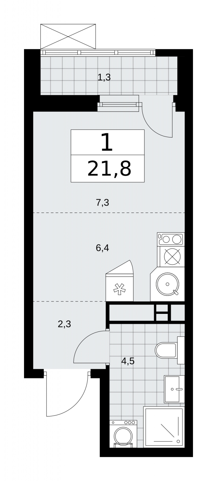 1-комнатная квартира (Студия) с отделкой в ЖК Скандинавия на 11 этаже в 1 секции. Сдача в 1 кв. 2026 г.