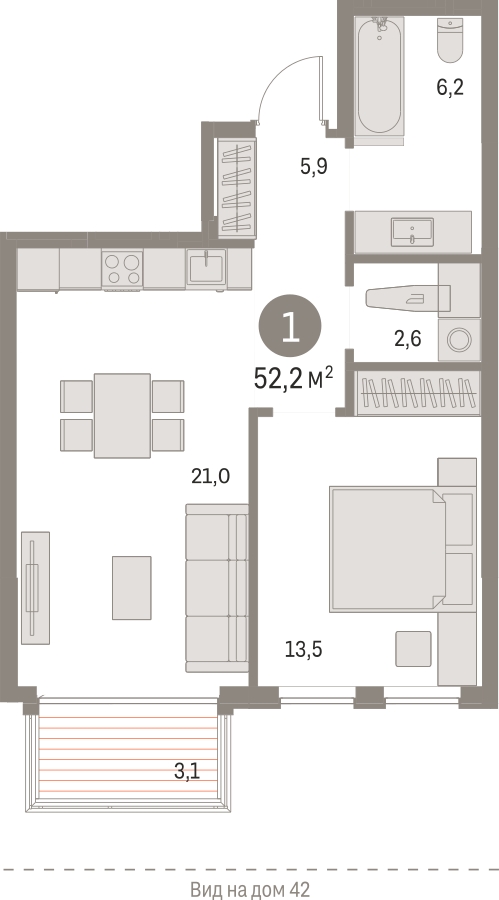 3-комнатная квартира в ЖК Южные сады на 16 этаже в 2 секции. Сдача в 2 кв. 2025 г.