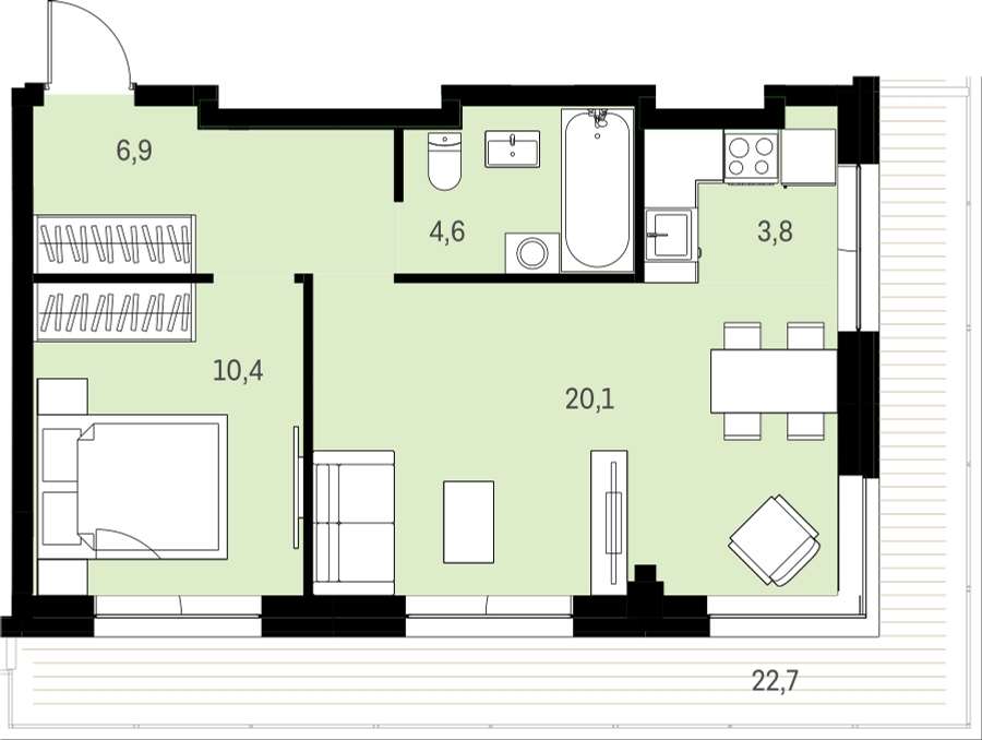 3-комнатная квартира в ЖК Южные сады на 18 этаже в 2 секции. Сдача в 2 кв. 2025 г.