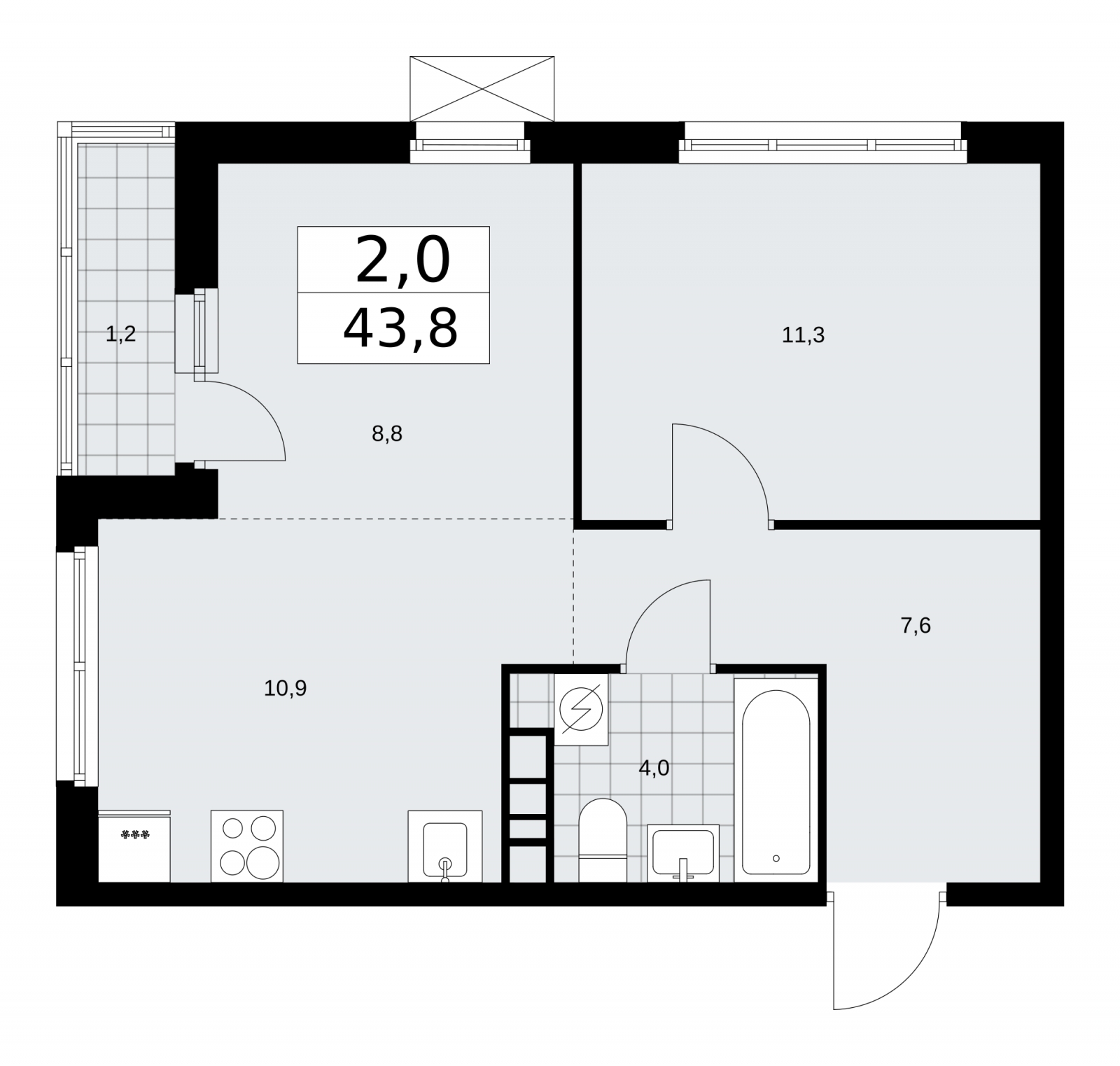 1-комнатная квартира (Студия) с отделкой в ЖК Скандинавия на 9 этаже в 4 секции. Сдача в 4 кв. 2025 г.