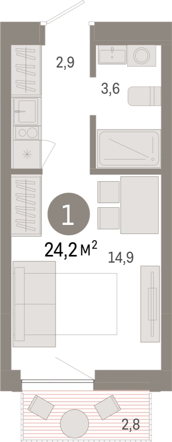 2-комнатная квартира в ЖК Режиссер на 16 этаже в 1 секции. Сдача в 1 кв. 2026 г.