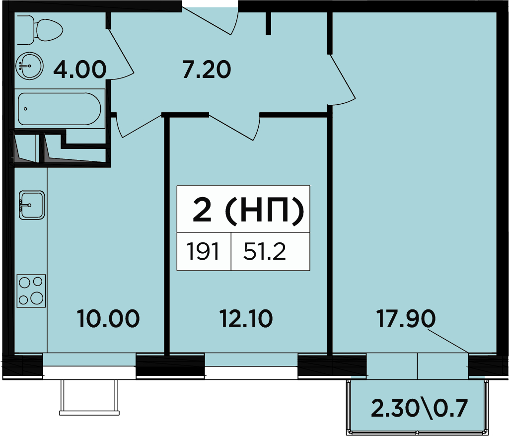 1-комнатная квартира (Студия) в мкр. Новое Медведково на 4 этаже в 3 секции. Сдача в 4 кв. 2023 г.