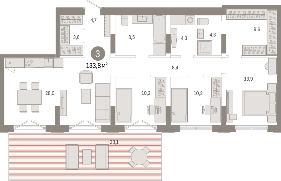 1-комнатная квартира (Студия) с отделкой в ЖК Митинский лес на 29 этаже в 1 секции. Сдача в 2 кв. 2024 г.
