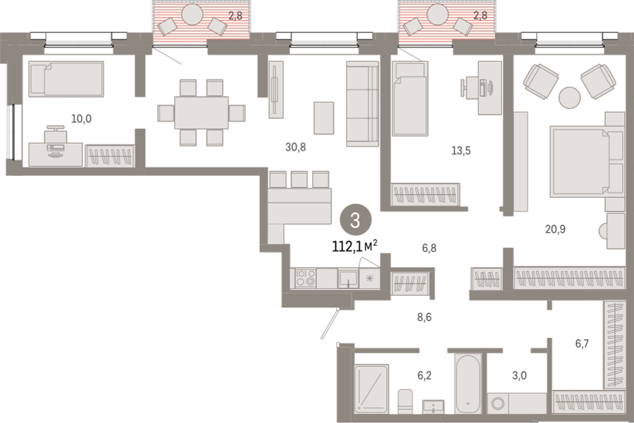 1-комнатная квартира с отделкой в ЖК Митинский лес на 3 этаже в 1 секции. Сдача в 2 кв. 2024 г.