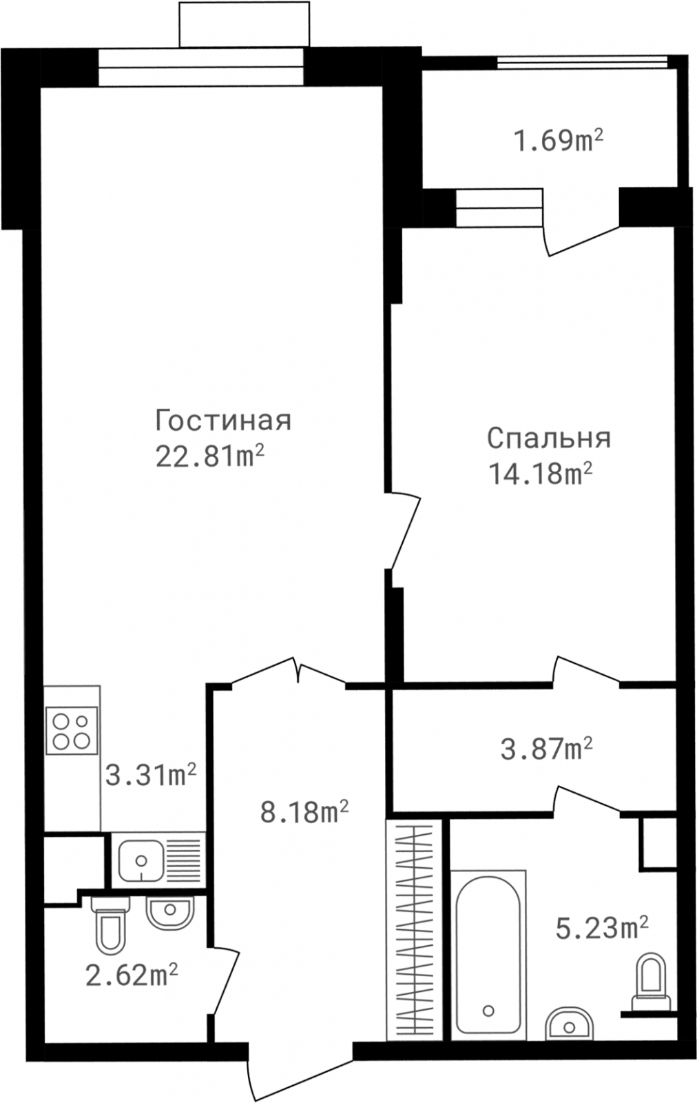 1-комнатная квартира (Студия) с отделкой в ЖК Митинский лес на 20 этаже в 1 секции. Сдача в 2 кв. 2024 г.