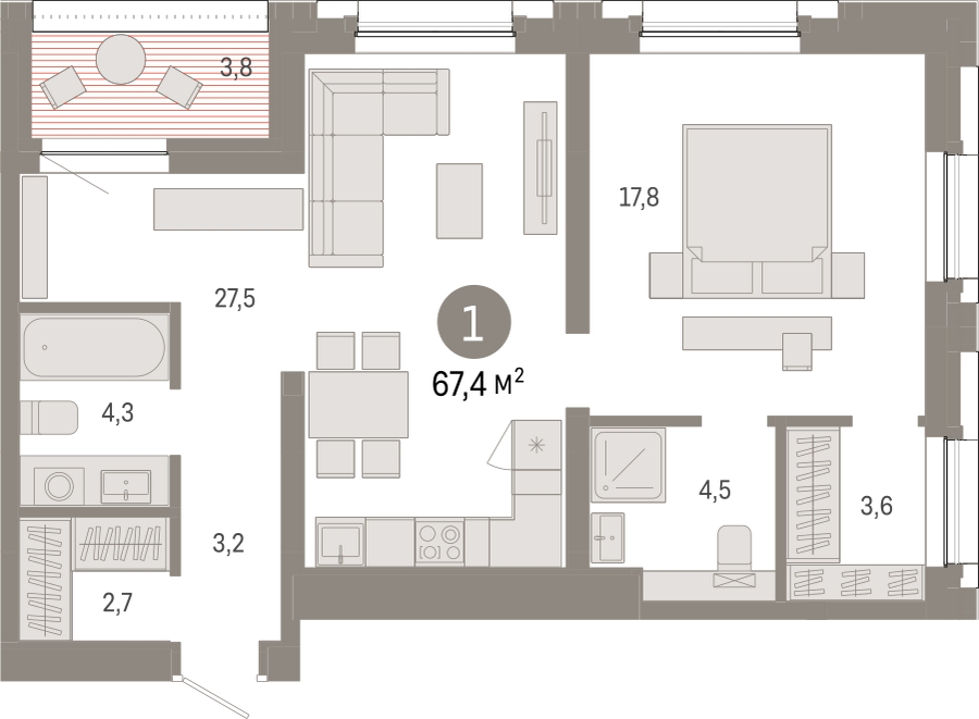 1-комнатная квартира (Студия) с отделкой в ЖК Митинский лес на 32 этаже в 1 секции. Сдача в 2 кв. 2024 г.