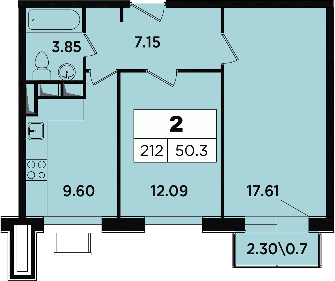 1-комнатная квартира (Студия) в мкр. Новое Медведково на 14 этаже в 3 секции. Сдача в 4 кв. 2023 г.