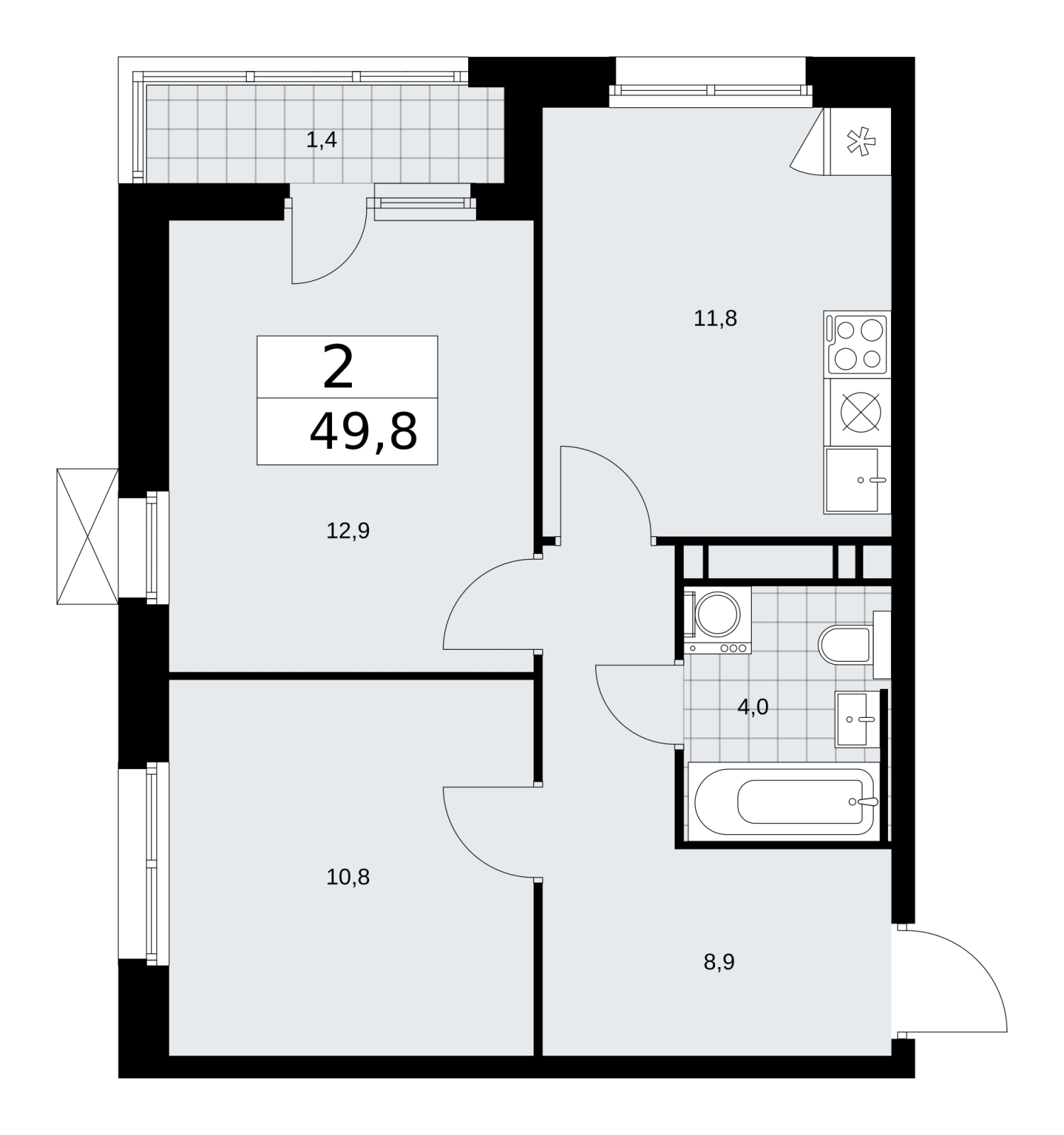 3-комнатная квартира с отделкой в ЖК Скандинавия на 8 этаже в 4 секции. Сдача в 4 кв. 2025 г.