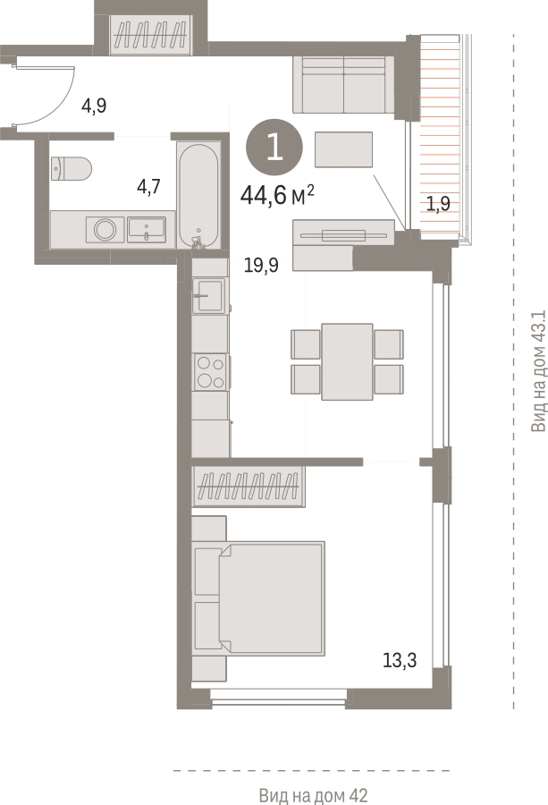 1-комнатная квартира с отделкой в ЖК Moskovsky AVENIR на 5 этаже в 1 секции. Сдача в 4 кв. 2022 г.