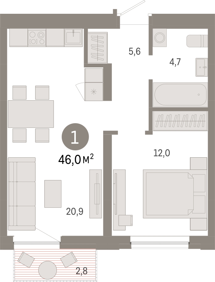 1-комнатная квартира с отделкой в ЖК Moskovsky AVENIR на 8 этаже в 1 секции. Сдача в 4 кв. 2022 г.