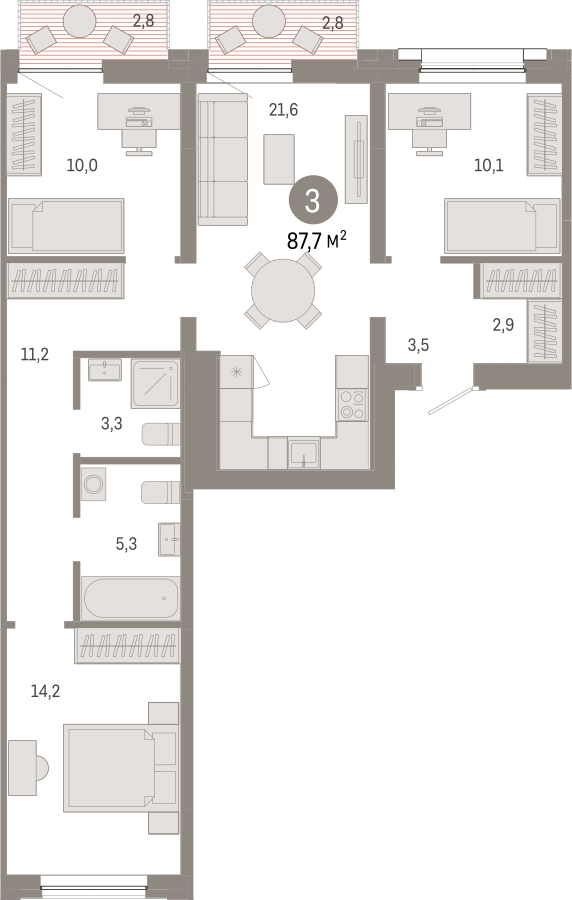 2-комнатная квартира с отделкой в Микрорайон Европейский Берег на 8 этаже в 7 секции. Сдача в 2 кв. 2025 г.