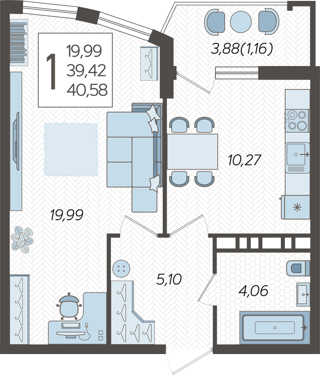 2-комнатная квартира с отделкой в Квартал Авиатор на 9 этаже в 2 секции. Сдача в 3 кв. 2024 г.