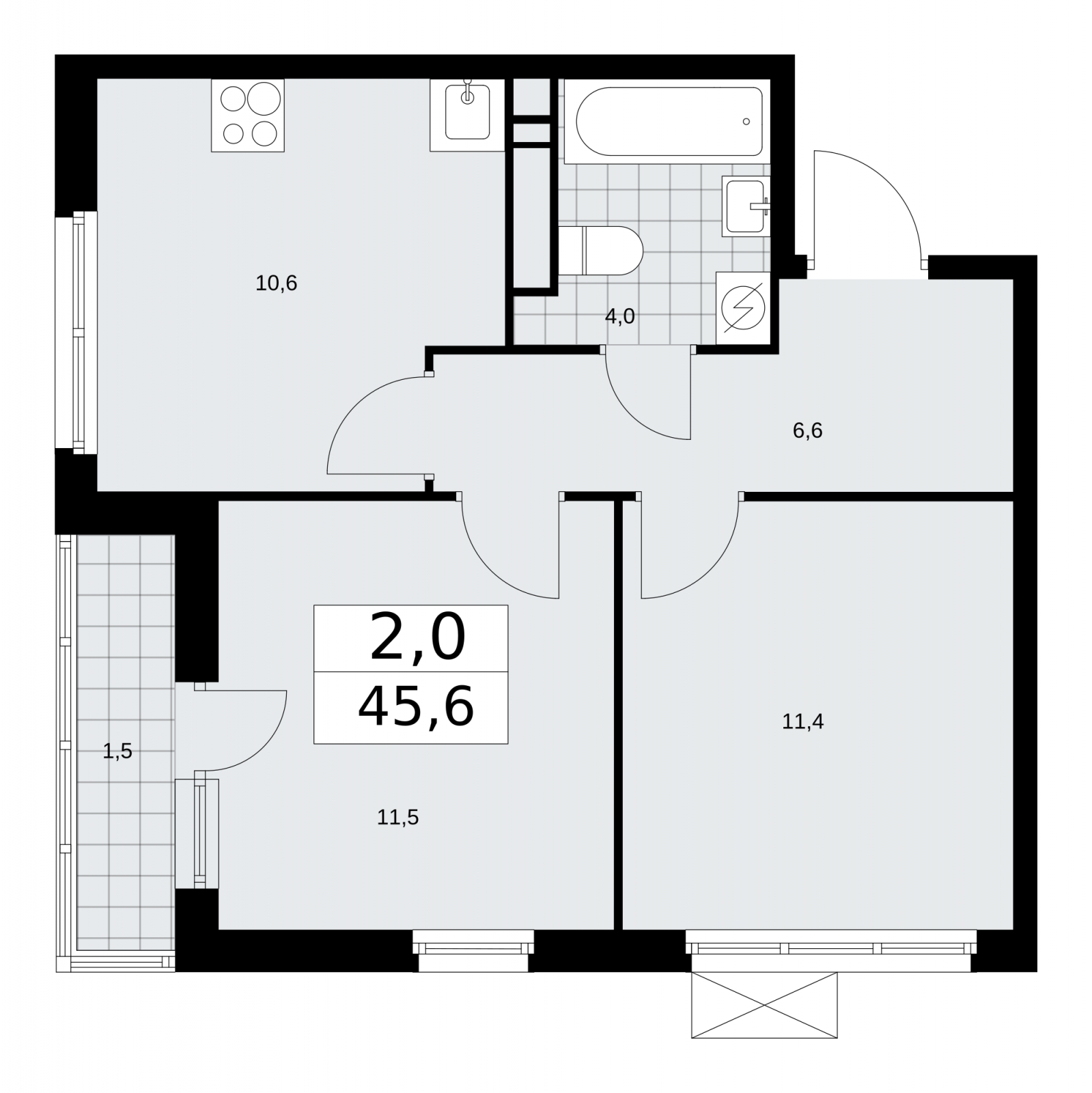 1-комнатная квартира (Студия) с отделкой в ЖК Скандинавия на 6 этаже в 1 секции. Сдача в 1 кв. 2026 г.