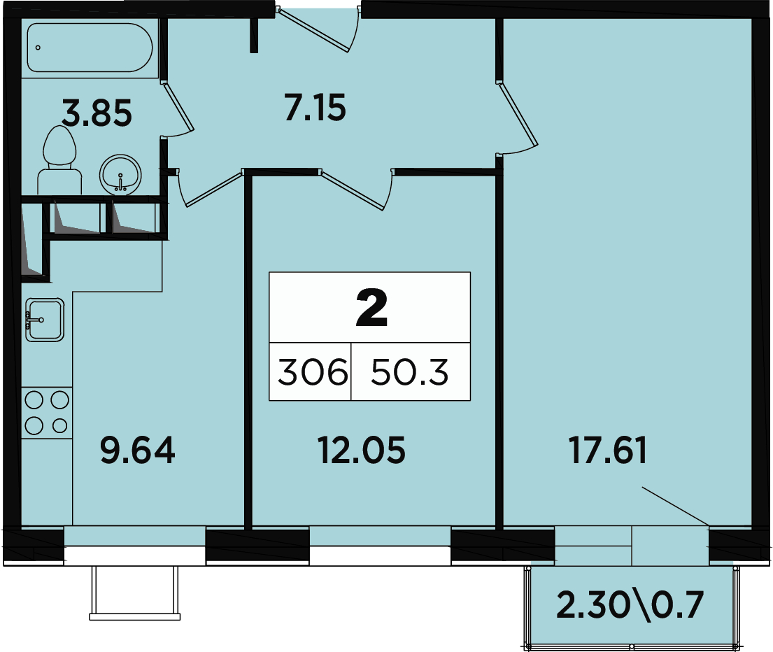 2-комнатная квартира в ЖК Розмарин на 11 этаже в 6 секции. Дом сдан.