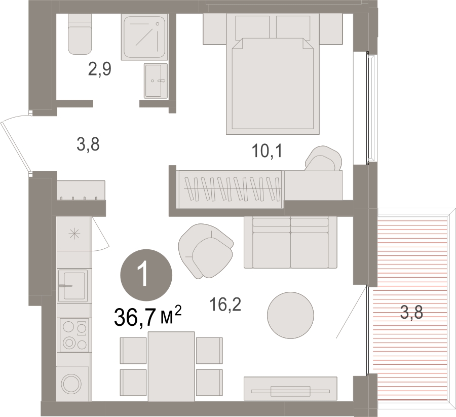 3-комнатная квартира с отделкой в ЖК Пшеница на 8 этаже в 2 секции. Сдача в 1 кв. 2025 г.
