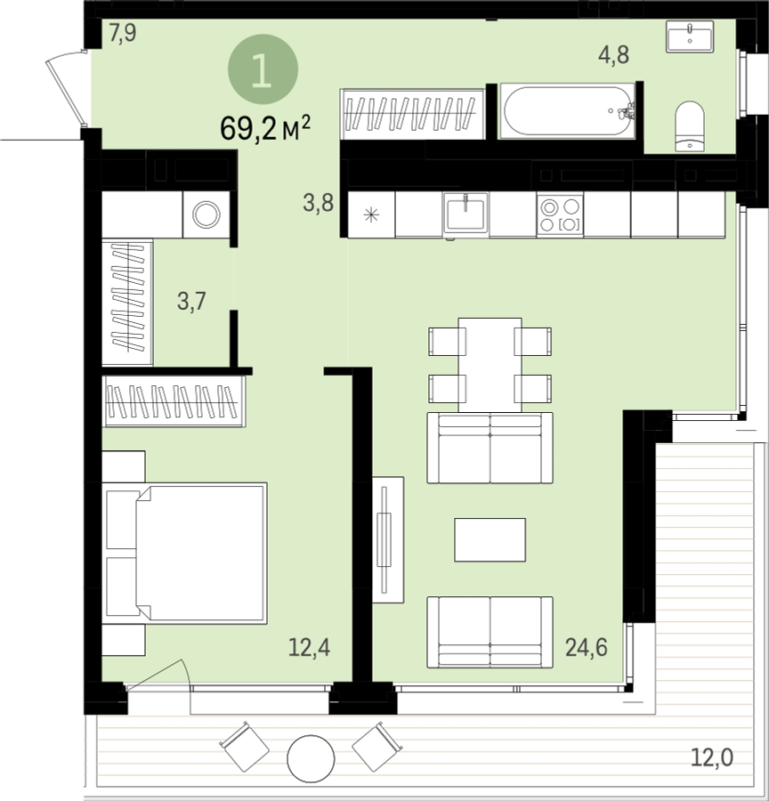 3-комнатная квартира в ЖК VEREN NEXT Шуваловский на 8 этаже в 1 секции. Сдача в 1 кв. 2023 г.