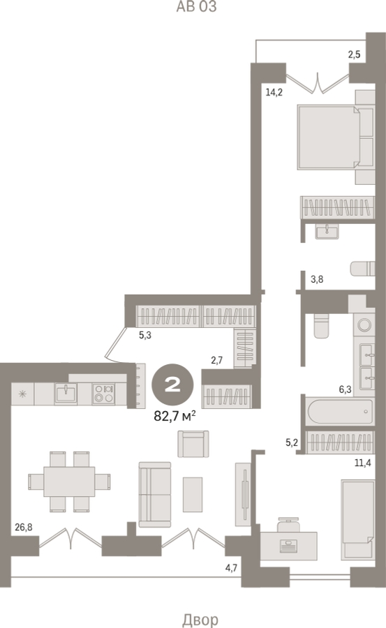 1-комнатная квартира (Студия) в ЖК Профит на 2 этаже в 8 секции. Сдача в 2 кв. 2023 г.