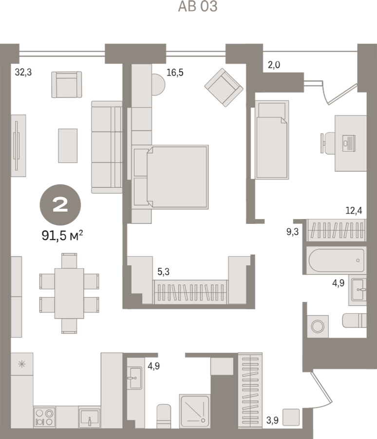 3-комнатная квартира в Жилой район Новый город на 1 этаже в 3 секции. Сдача в 2 кв. 2022 г.