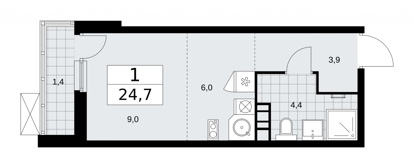 2-комнатная квартира в ЖК Скандинавия на 6 этаже в 1 секции. Сдача в 1 кв. 2026 г.