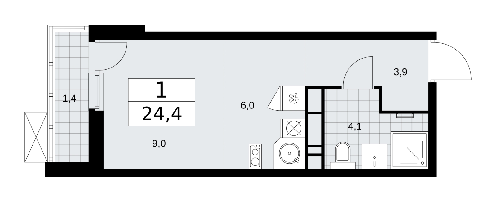 1-комнатная квартира в ЖК Скандинавия на 3 этаже в 1 секции. Сдача в 1 кв. 2026 г.