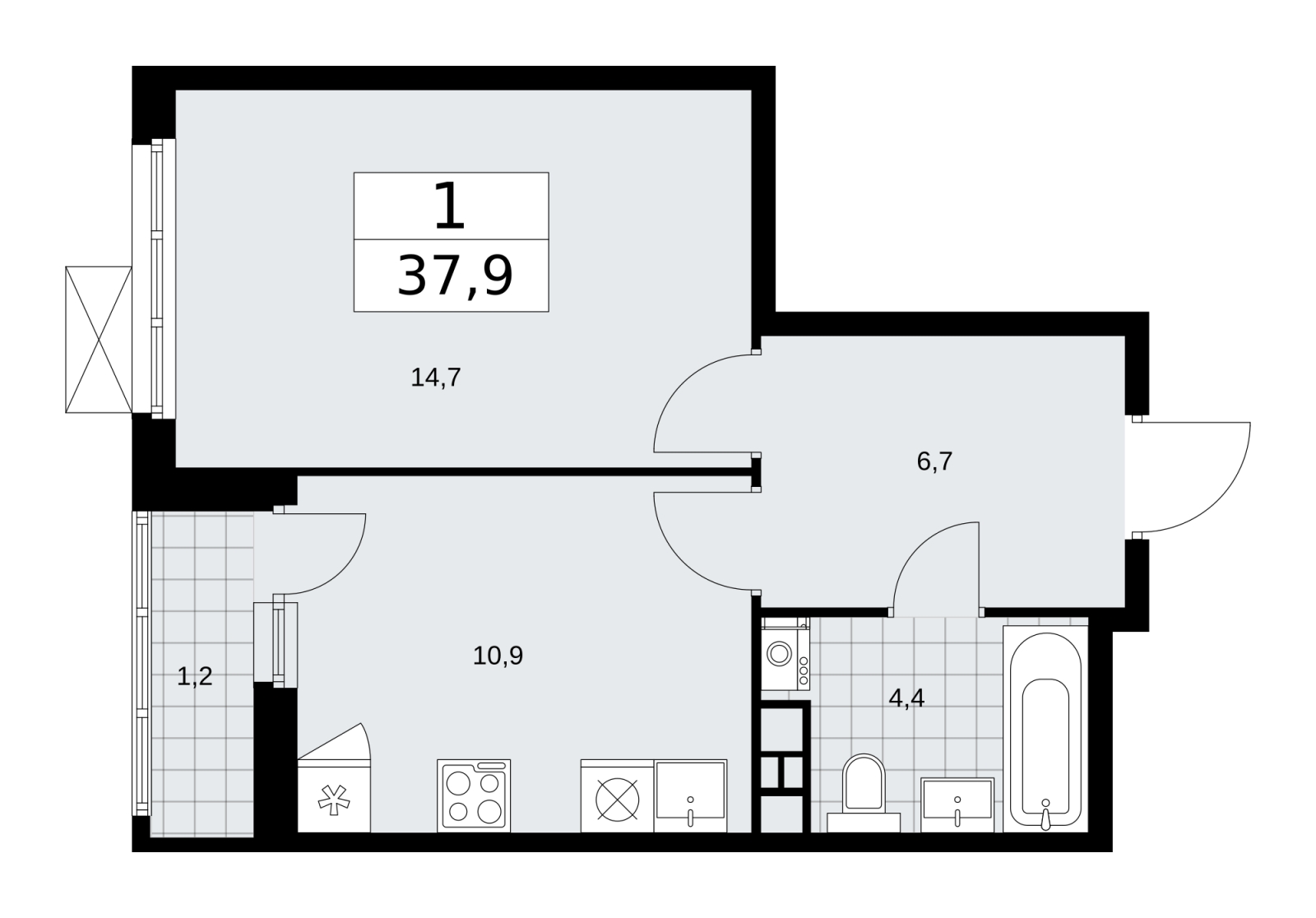 2-комнатная квартира с отделкой в ЖК Скандинавия на 4 этаже в 1 секции. Сдача в 1 кв. 2026 г.
