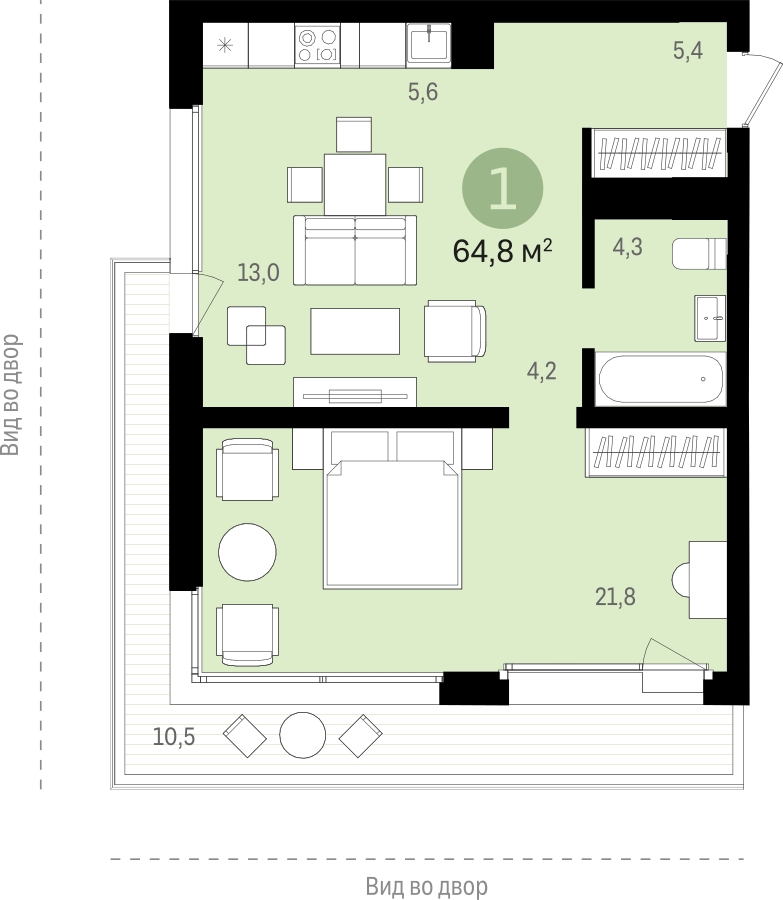 3-комнатная квартира в ЖК Премьер на 1 этаже в 2 секции. Сдача в 2 кв. 2022 г.