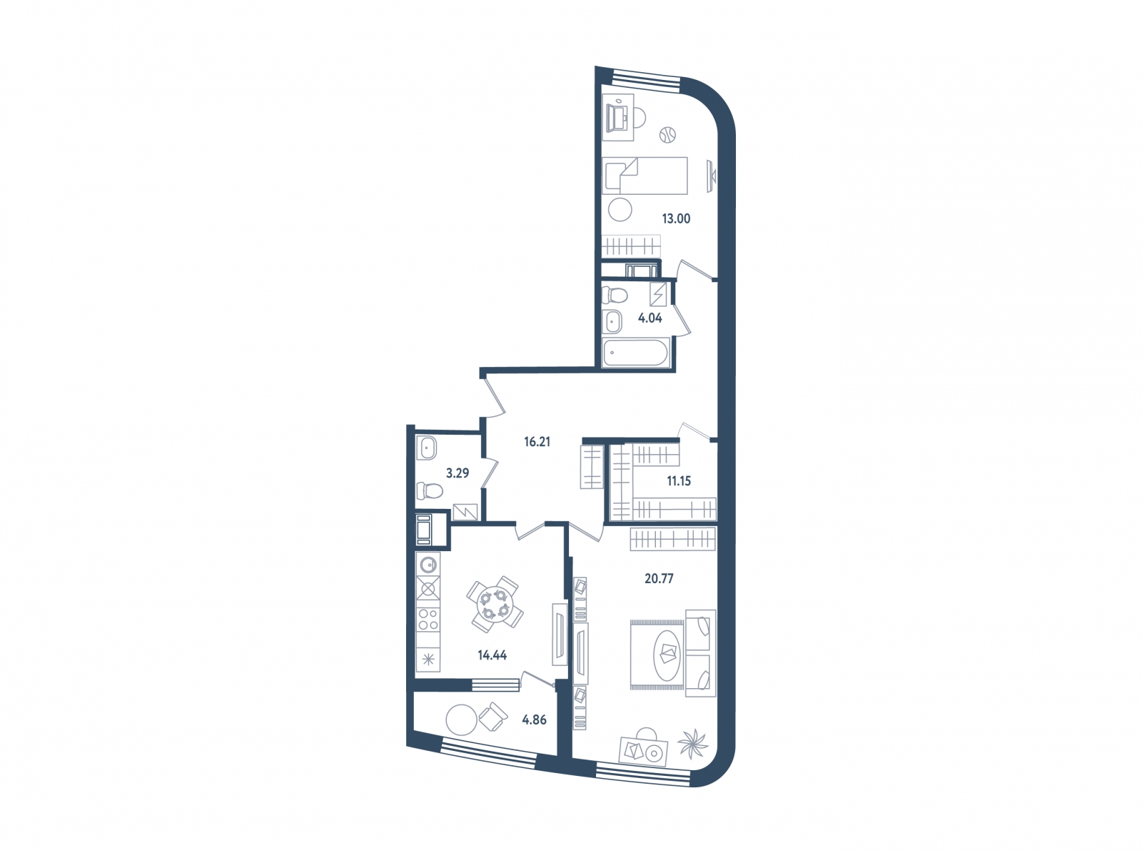 1-комнатная квартира с отделкой в ЖК Клубный дом Точка отсчета на 4 этаже в 1 секции. Сдача в 2 кв. 2023 г.