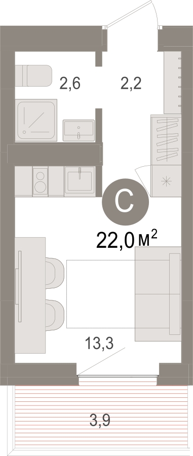 1-комнатная квартира с отделкой в ЖК Клубный дом Точка отсчета на 3 этаже в 1 секции. Сдача в 2 кв. 2023 г.