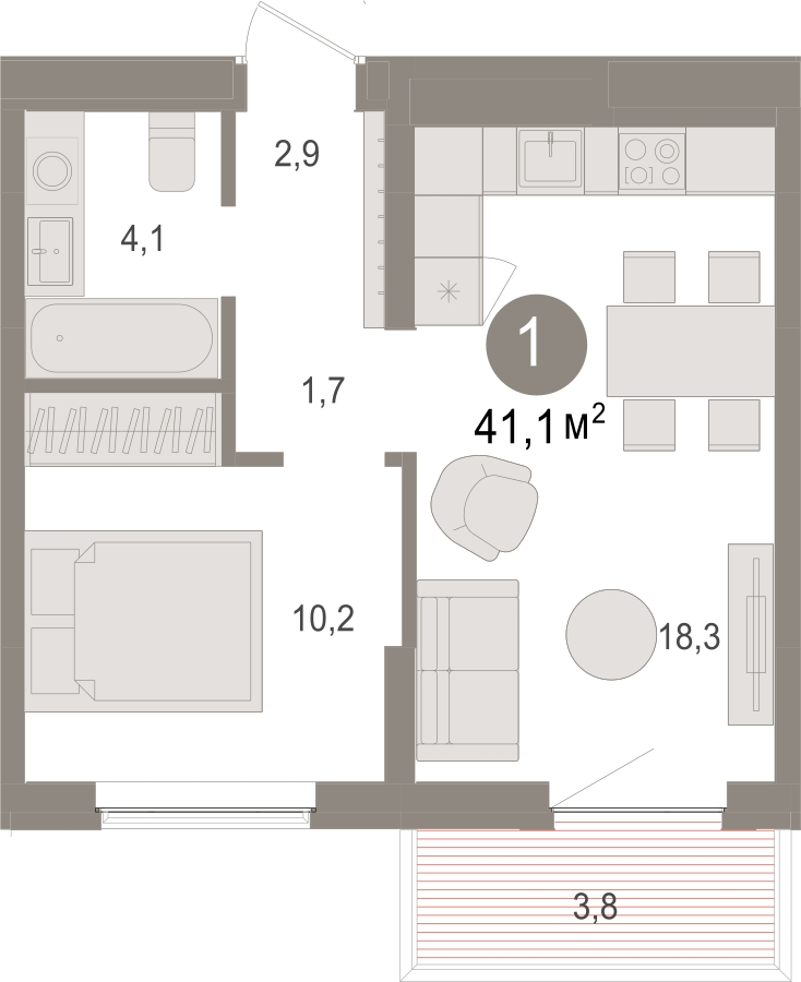 3-комнатная квартира с отделкой в Квартал На Декабристов на 5 этаже в 7 секции. Сдача в 3 кв. 2025 г.