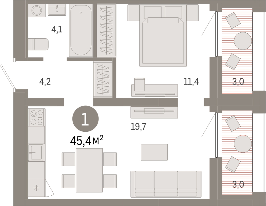 2-комнатная квартира в Клубный город на реке Primavera на 3 этаже в 1 секции. Сдача в 2 кв. 2022 г.