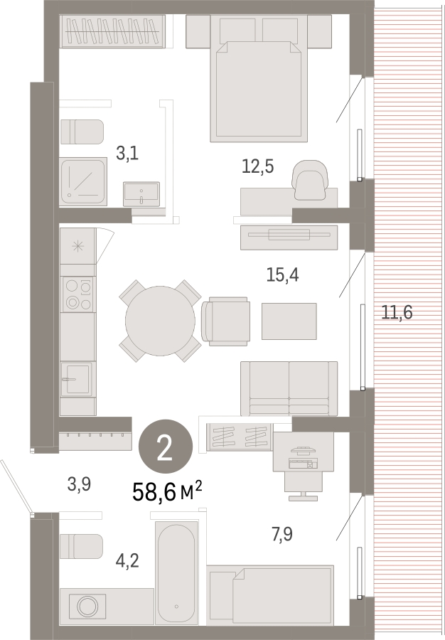 1-комнатная квартира с отделкой в ЖК Зеленодар на 5 этаже в 1 секции. Сдача в 2 кв. 2025 г.