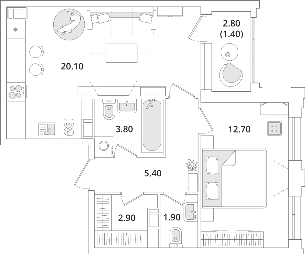 3-комнатная квартира с отделкой в ЖК Пшеница на 8 этаже в 2 секции. Сдача в 1 кв. 2025 г.