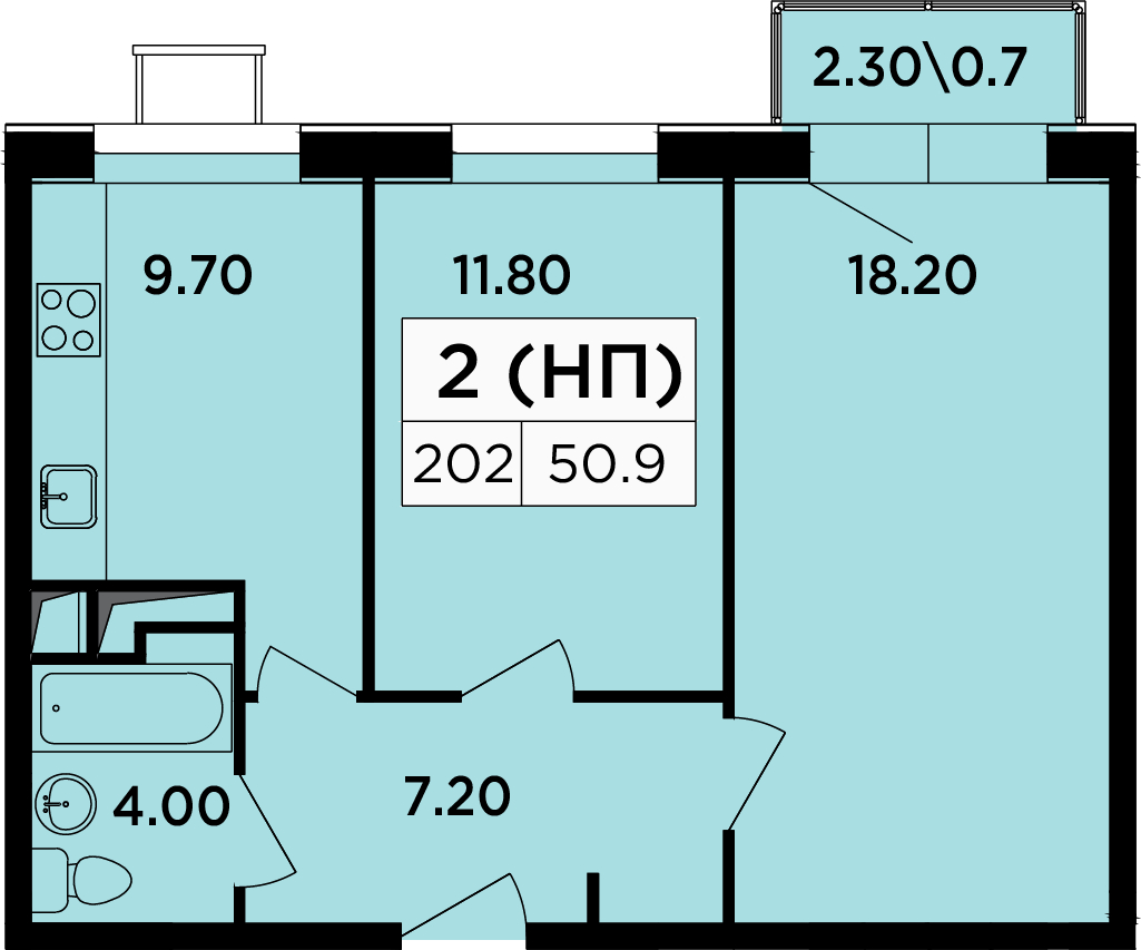 2-комнатная квартира с отделкой в мкр. Новое Медведково на 10 этаже в 1 секции. Сдача в 2 кв. 2023 г.