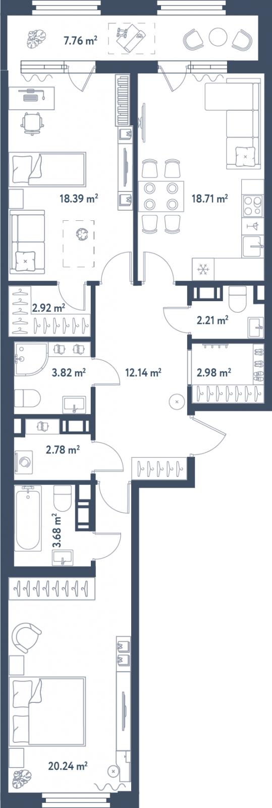 2-комнатная квартира с отделкой в ЖК Зеленодар на 11 этаже в 1 секции. Дом сдан.
