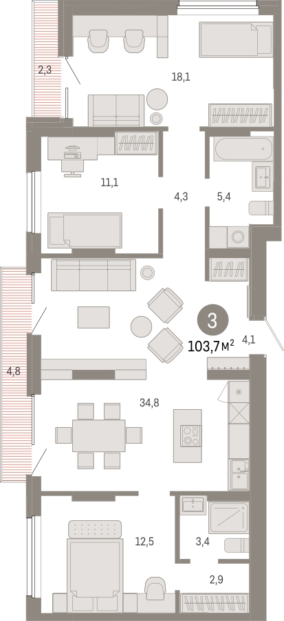 2-комнатная квартира в ЖК Дом на Прилукской на 10 этаже в 1 секции. Сдача в 1 кв. 2024 г.
