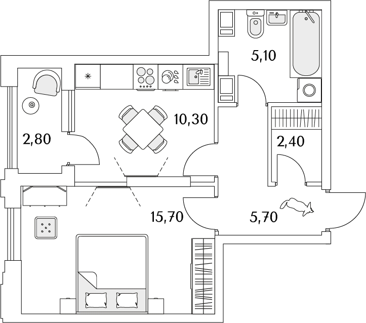 2-комнатная квартира с отделкой в ЖК Зеленодар на 7 этаже в 1 секции. Дом сдан.
